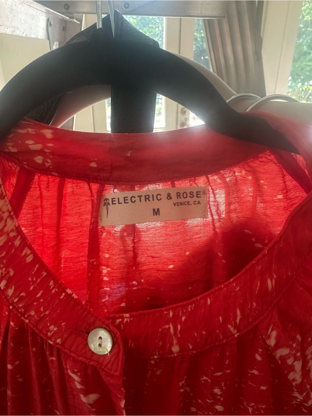 Electric & Rose Distressed Red Button-Front Tunic - Picture 2 of 4